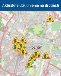 Utrudnienia drogowe w Poznaniu Poznań mapa utrudnień