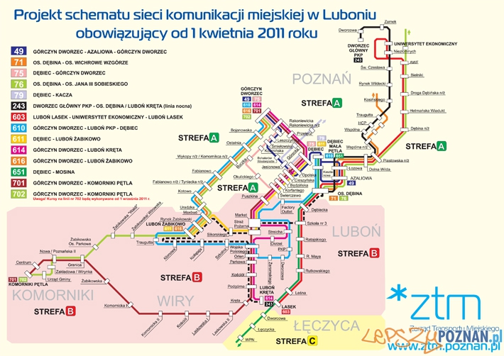 Schemat połączeń linii Luboń - Poznań Foto: ZTM