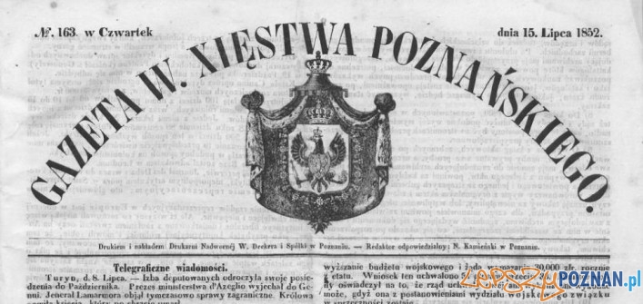 Gazeta Wielkiego Księstwa Poznańskiego 1852 Foto: Wielkopolska Biblioteka Cyfrowa