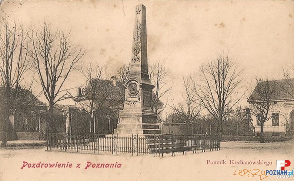 Pomnik Jana Kochanowskiego na Ostrowie Tumskim, poczatek XX wieku Foto: fotopolska