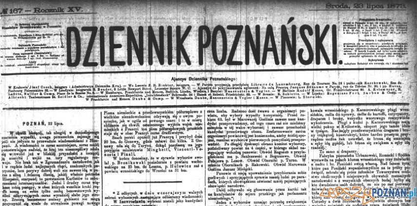 Dziennik Poznański, 23 lipca 1893 Foto: Wielkopolska Biblioteka Cyfrowa