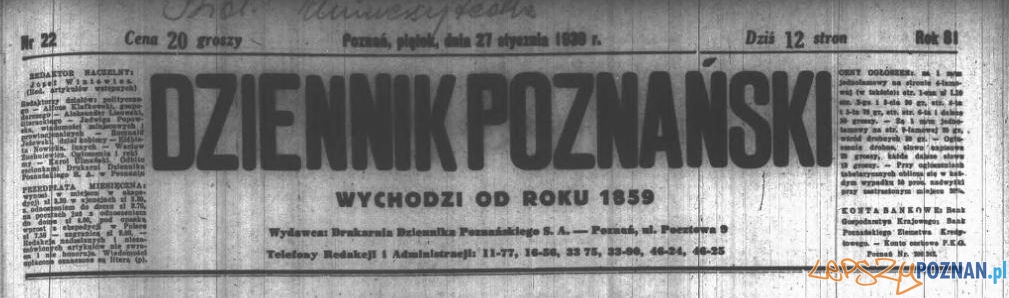 Dziennik Poznanski 1939 Foto: Wielkopolska Biblioteka Cyfrowa