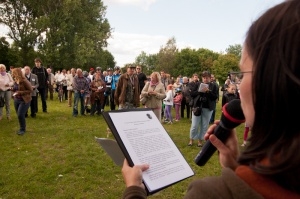 Mieszkańcy Wildy przeciwko lądowisku w parku Jana Pawła II - Poznań 02.06.2012 r. Foto: LepszyPOZNAN.pl / Paweł Rychter