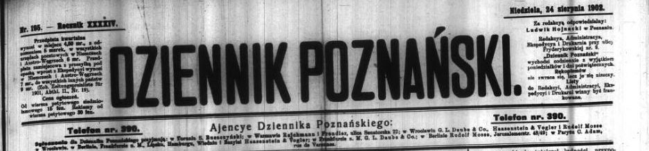 Dziennik Poznański, 24 sierpnia 2902 Foto: Wielkopolska Biblioteka Cyfrowa