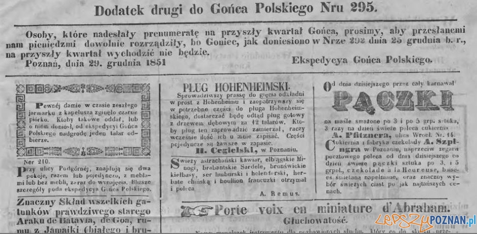 Goniec Polski nr 295 ostatni Foto: Wielkopolska Biblioteka Cyfrowa