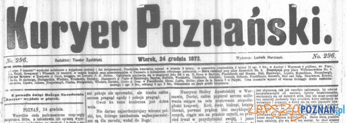 Kuryer Poznański - 24 grudnia 1872 Foto: Wielkopolska Biblioteka Cyfrowa