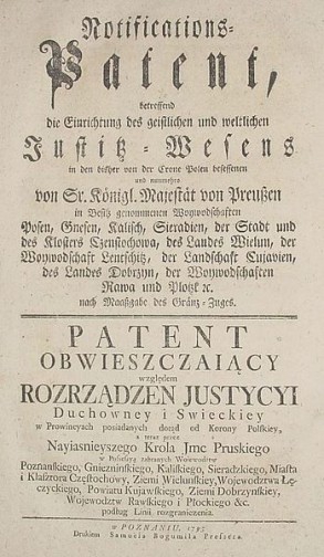 Patent obwieszczający zabor pruski - 1793