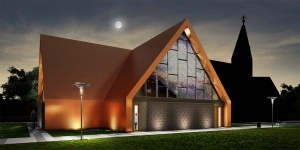 Nowa część kościoła w Rokietnicy - wizualizacje Foto: Front Architects
