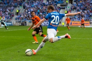 Lech Poznań - Zagłebie Lubin - Stadion Miejski 21/04.2013 r. - Huber Wołąkiewicz, Pavel Vidanov Foto: lepszyPOZNAN.pl / Piotr Rychter