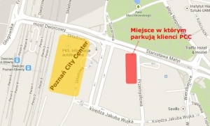 Gdzie parkuje klient PCC? - Poznań 30.11.2013 r. Foto: Google Maps
