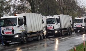 Protest związkowców z firmy Remondis Foto: Solidarność 