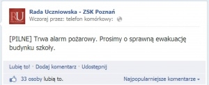 Alarm pożarowy na... facebooku!