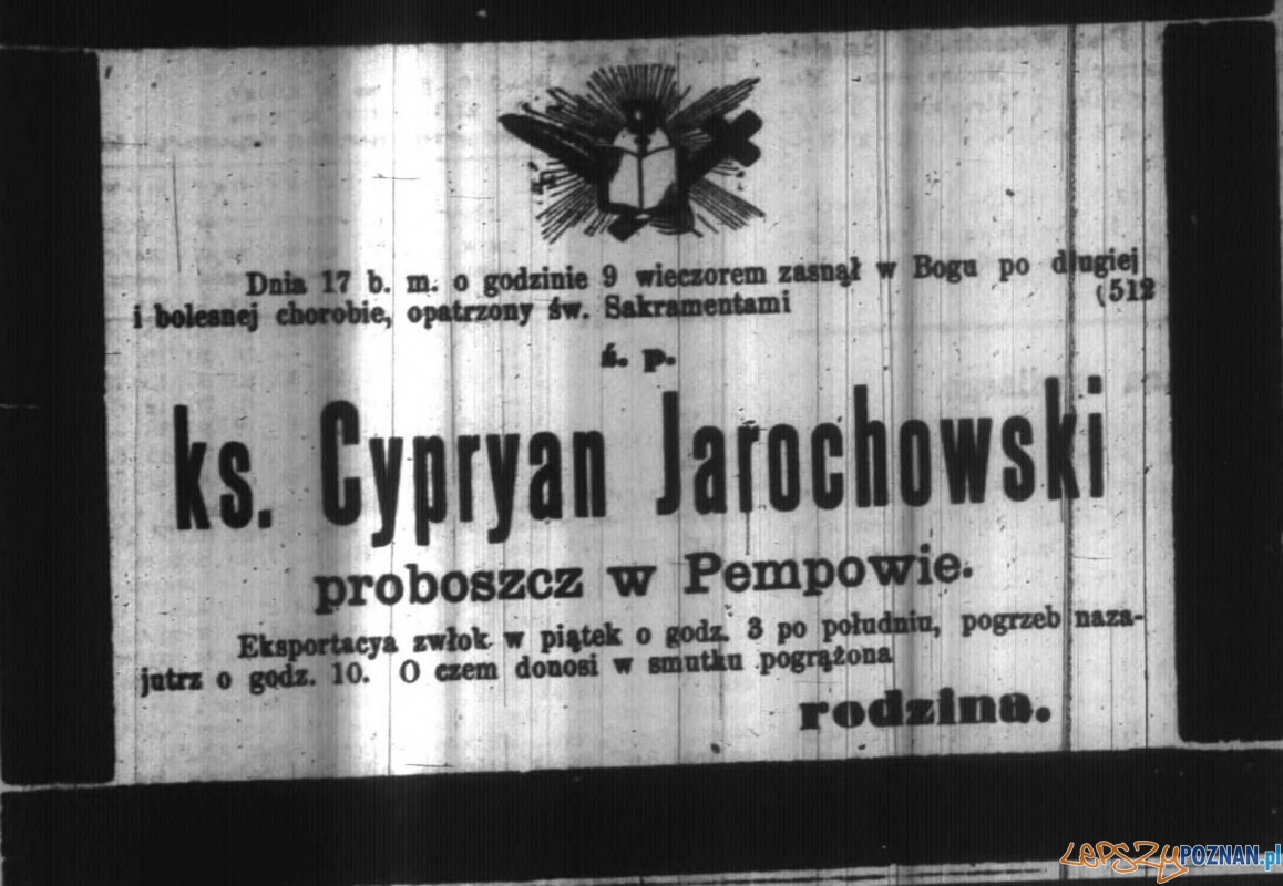 Nekrolog Cypriana Jarochowskiego, Dziennik Poznański 15-1898