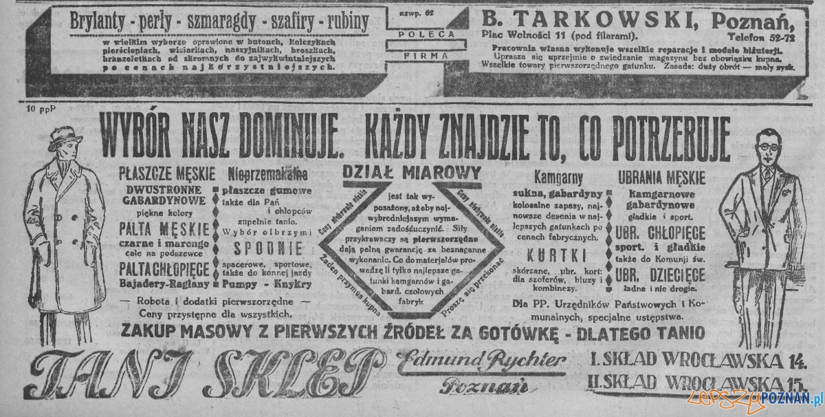 Reklama Nowy Kurjer marzec 1927 Foto: Wielkopolska Biblioteka Cyfrowa Reklama Nowy Kurjer marzec 1927 Foto: Wielkopolska Biblioteka Cyfrowa