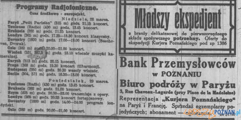 Kurjer Poznański 22.03.1926 Anonse i Radjo Foto: WBC