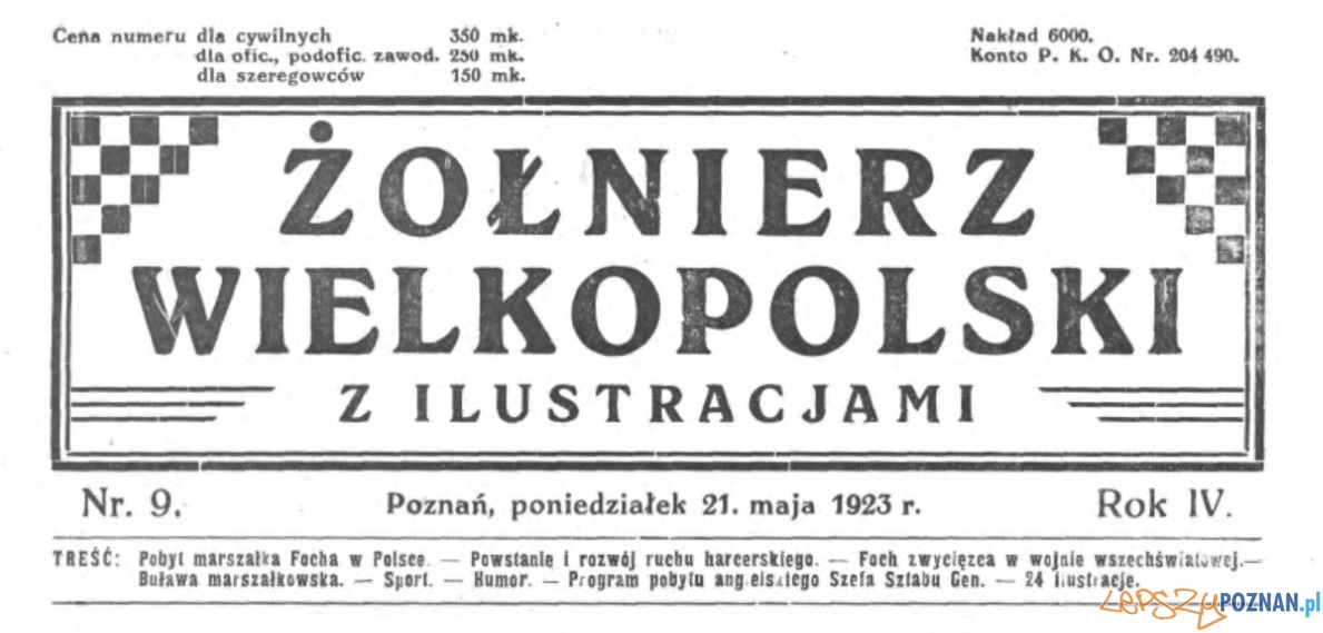 Żołnierz Wielkopolski 21.05.1923 winieta Foto: Wielkopolska Biblioteka Cyfrowa