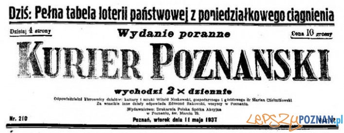 Kurier Poznański 11 maja 1937 Foto: Wielkopolska Biblioteka Cyfrowa