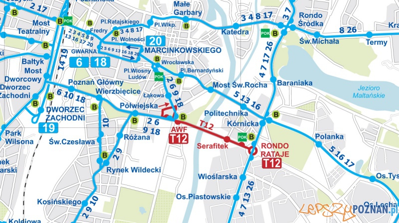Mapa sieci tramwajowej w dniach 1-11.09 Foto: ZTM
