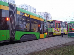 Zderzenie tramwajów na Kórnickiej Foto: lepszyPOZNAN.pl 