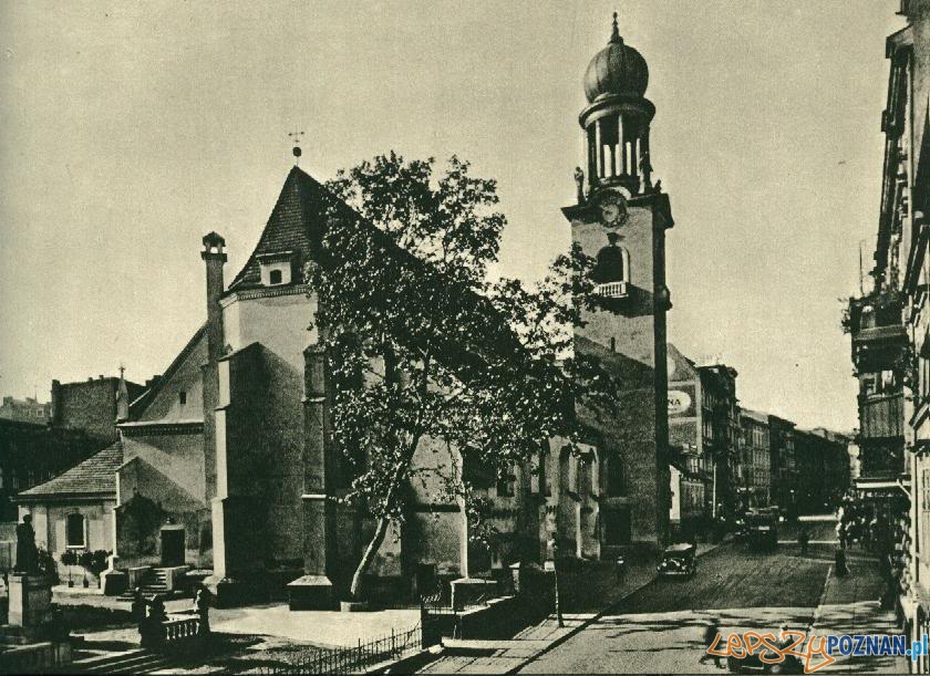 Kościół Św. Marcina, po lewej pomnik Mickiewicza, okres międzywojenny