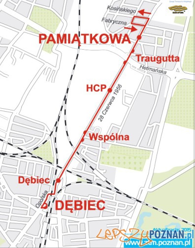 Trasa autobusu na Dębiec