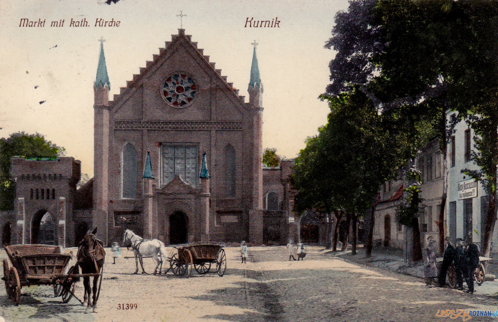 Kościół Wszystkich Świętych i Rynek w Kórniku 1905