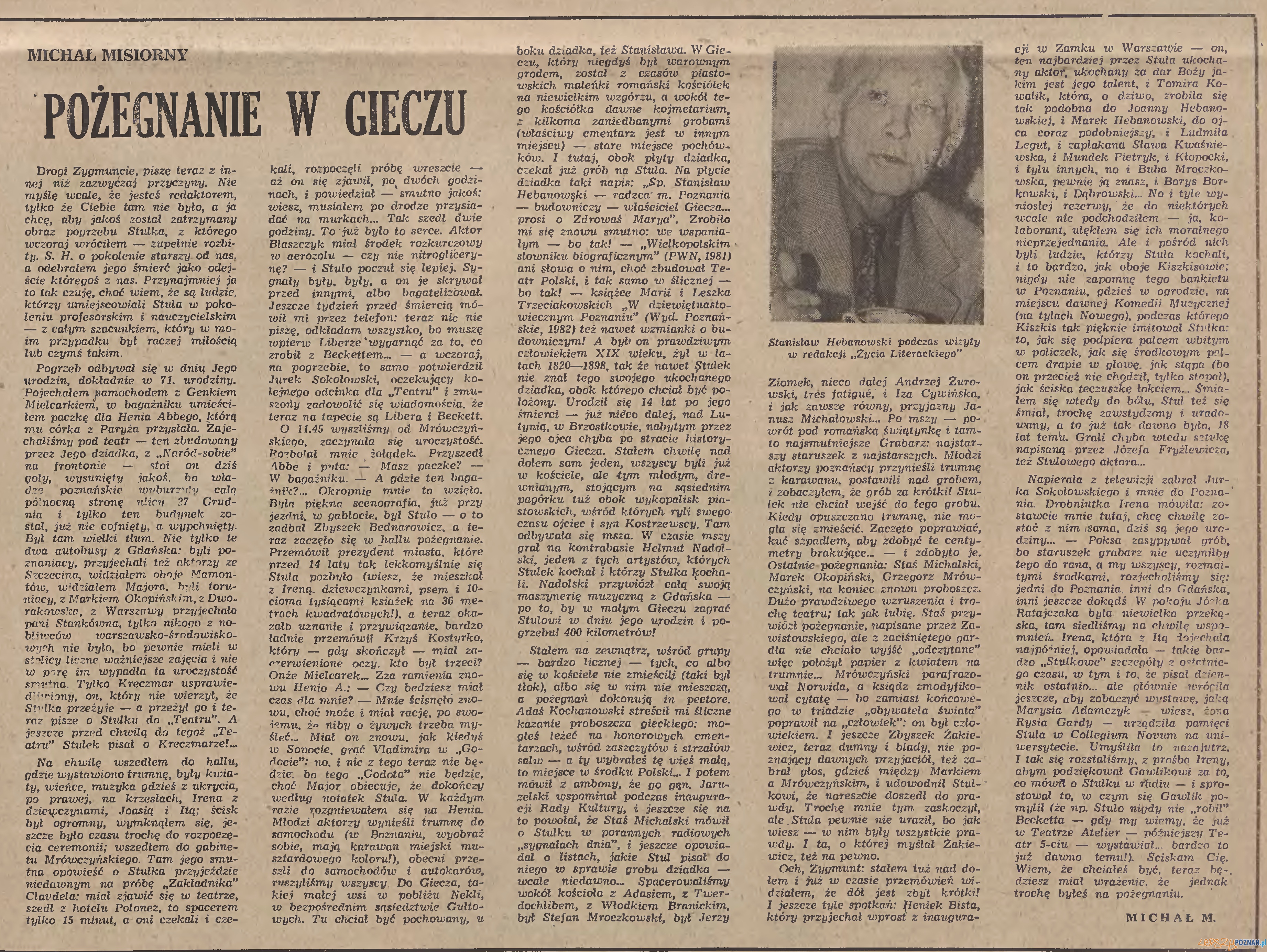 Pożegnanie Hebanowskiego w Życiu Literackim (1983)