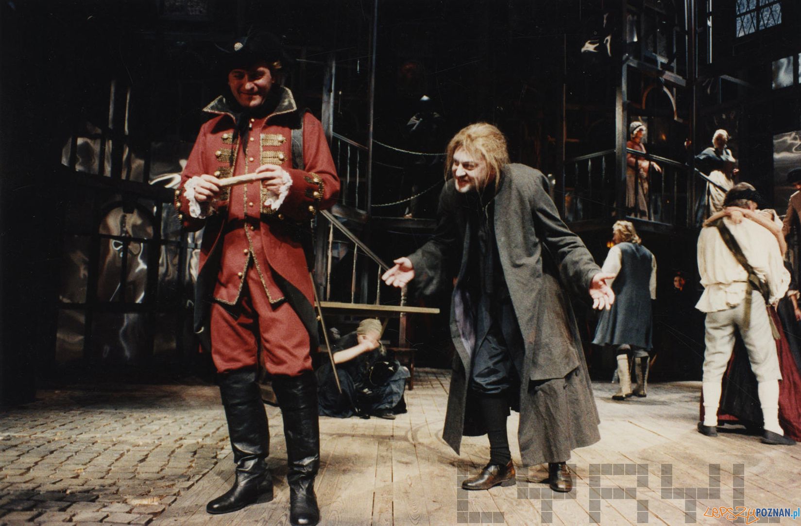 Wiesław Cichy i Mariusz Sabiniewicz w spektaklu Kuglarze i Wisielcy 1995