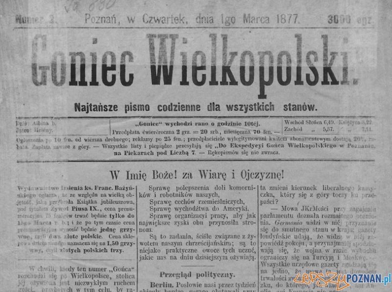 Goniec Wielkopolski nr 1- 1.03.1877 r. 