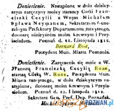 Bernard Rose zzareczyny corki 22.11.1812