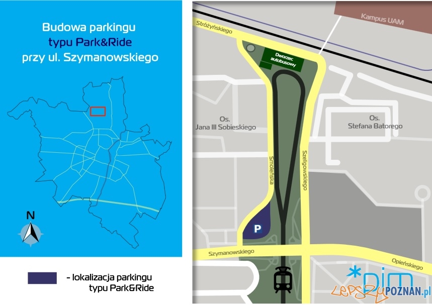 Lokalizacja nowego parkingu na Piątkowie 