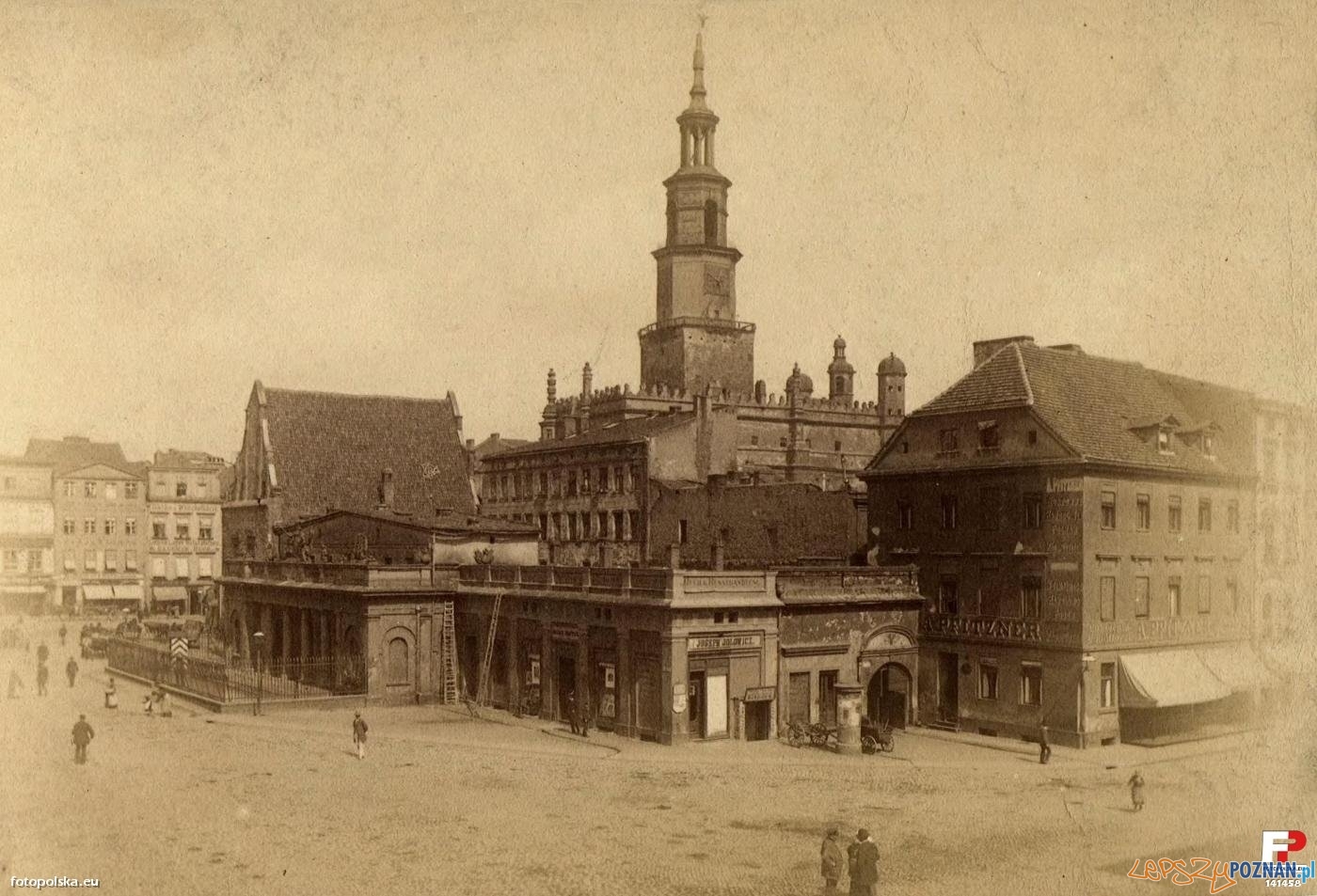 Stary Rynek w Poznaniu z Wagą, Odwachem i kamienicą Pfitznera 1886-1888