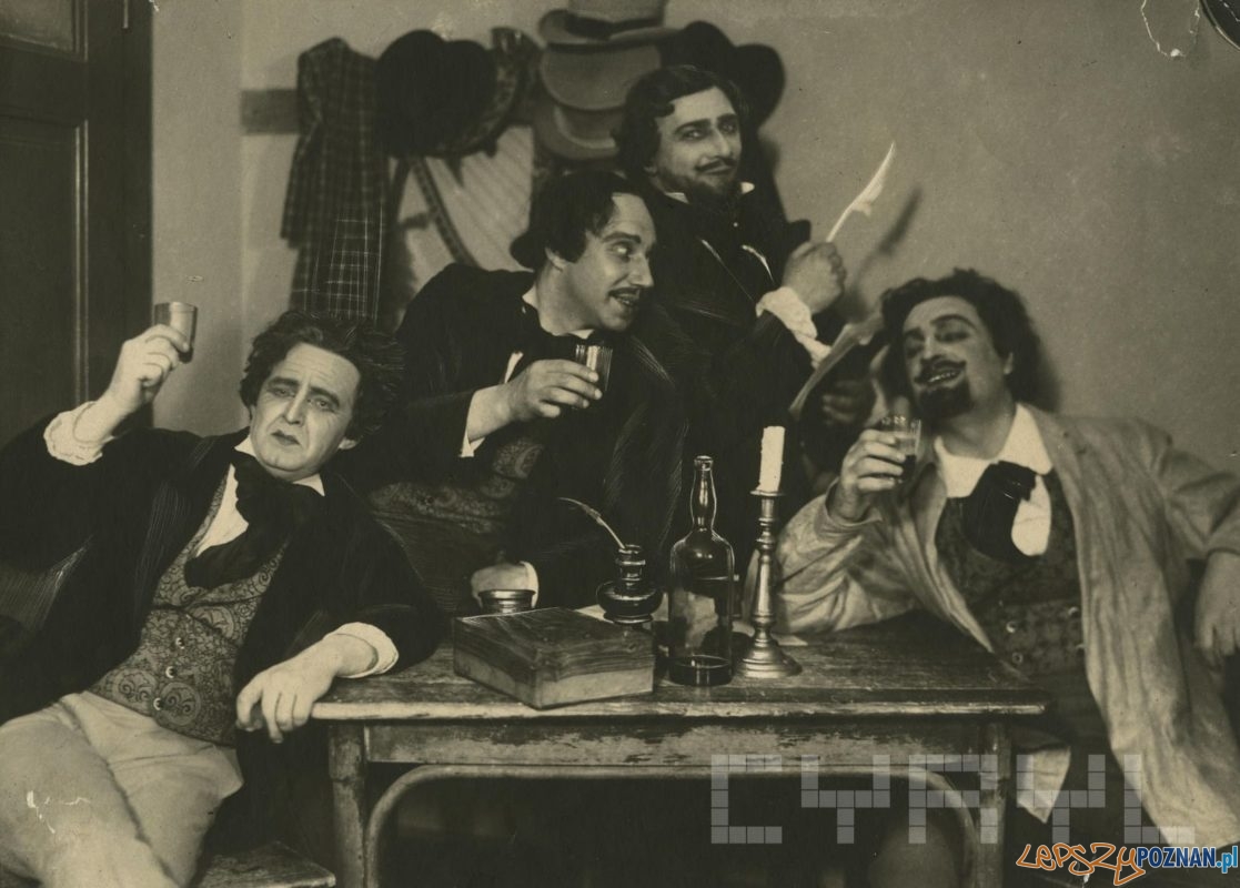 Stefan Romanowski, Karol Urbanowicz, Kazimierz Czarnecki, Aleksander Karpacki w operze Giacomo Pucciniego - "Cyganeria" - 1923 - 1924