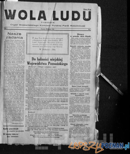 Wola Ludu - pierwszy numer wydrukowany 23 marca 1945 - ukazał się 1 kwietnia