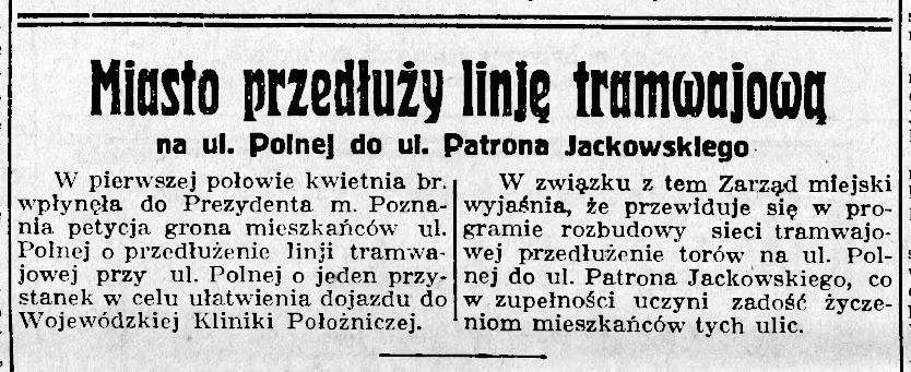 Tramwaj na Jackowskiego 