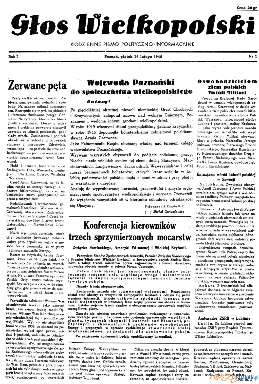 pierwszy numer Głosu Wielkopolskiego Foto: pierwszy numer Głosu Wielkopolskiego Foto: