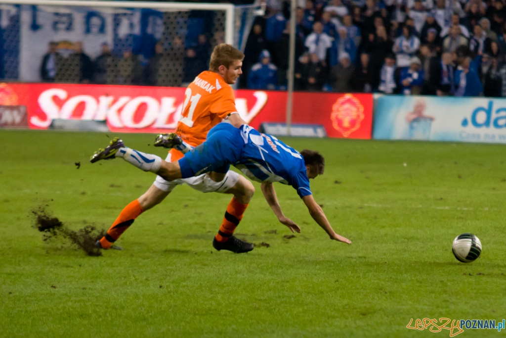 KKS Lech Poznań - KGHM Zagłębie Lubin (na zdjęciu: Sławomir Peszko, Bartosz Rymaniak) - 16.10.2010 r.  Foto: Piotr Rychter