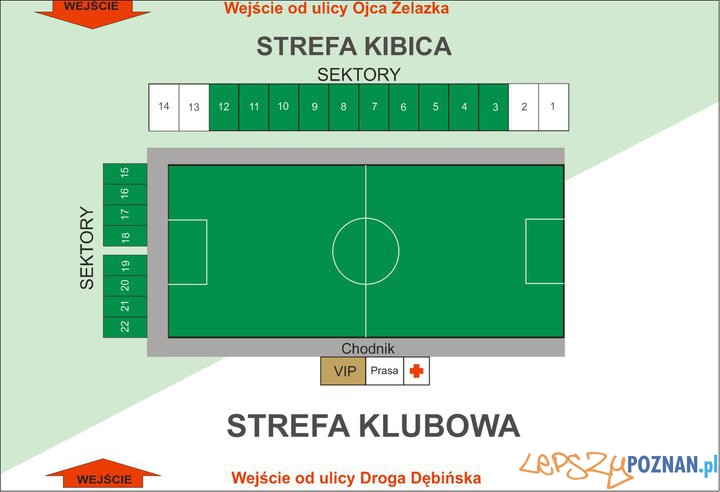 Plan sytuacyjny stadionu przy Drodze Dębińskiej  Foto: Warta Poznań