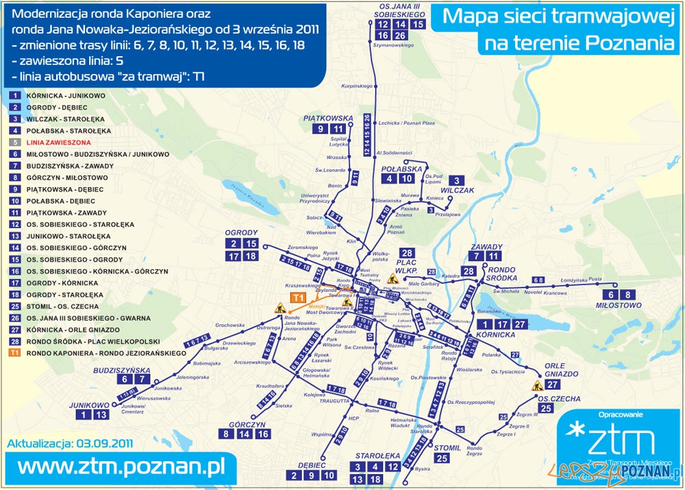 Mapa Zmian na Kaponierze  Foto: ZTM