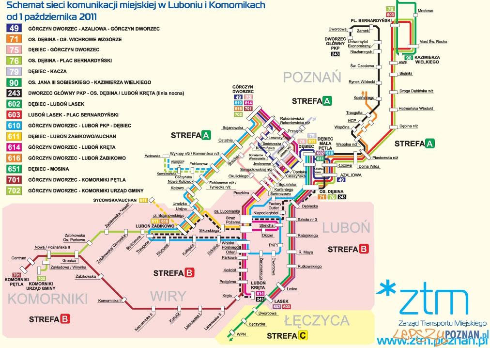 Schemat Komunikacji Miejskiej w Luboniu  Foto: ZTM