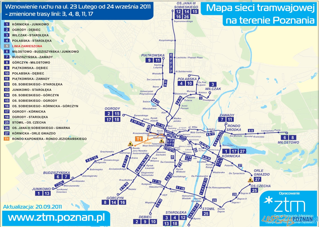 Układ linii tramwajowych po otwarciu 23 lutego  Foto: ZTM