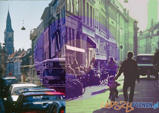 Zdjęcie z bloga Jan Ghel Architects przedstawia zmiany jakie zaszły na ulicy Kompagnistræd w Kopenhadze  Foto: za: www.studencka-architektura.p