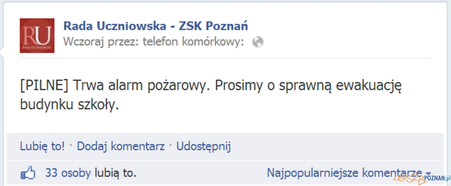 Alarm pożarowy na... facebooku!  Foto: 