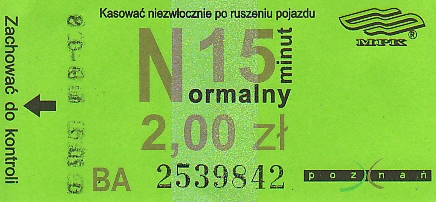 Bilet MPK 2008  Foto: Klub Miłośników Pojazdów Szynowych