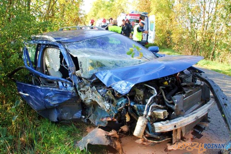 Po wypadku lądował śmigłowiec LPR  Foto: PSP Gostyń