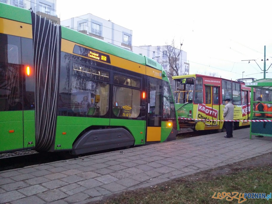 Zderzenie tramwajów na Kórnickiej  Foto: lepszyPOZNAN.pl 