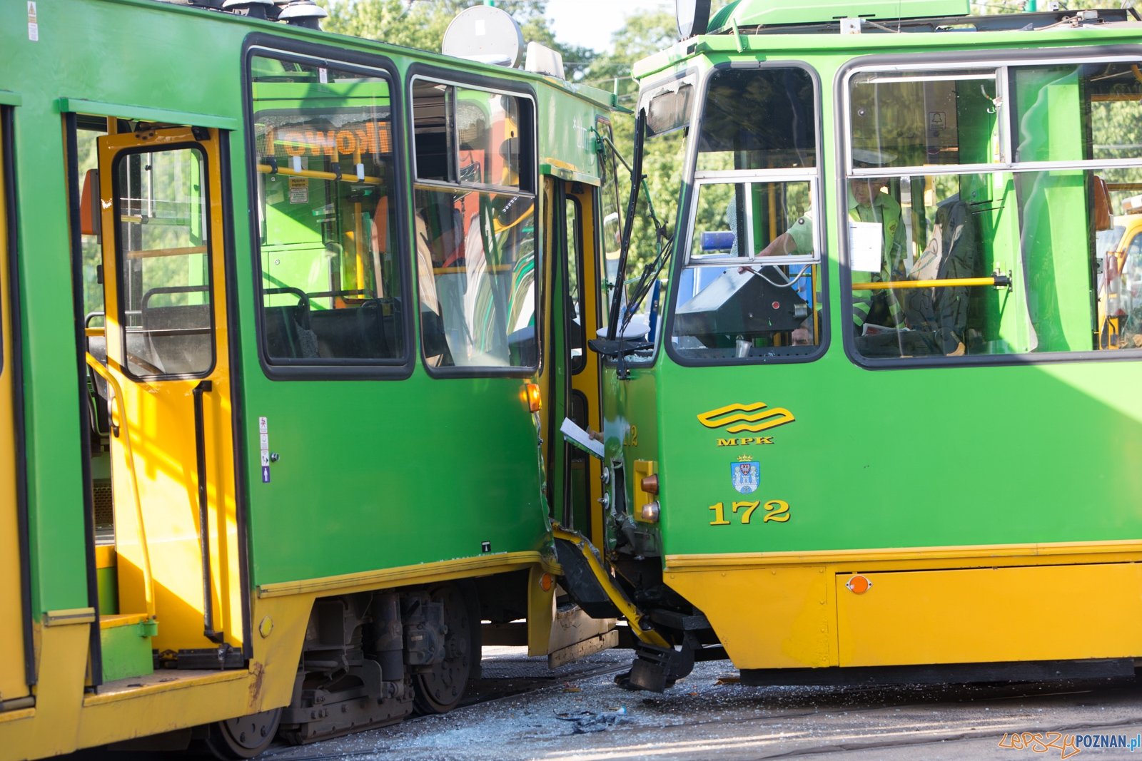 Wypadek tramwajów na rondzie Jana Nowaka Jeziorańskiego  Foto: lepszyPOZNAN.pl / Piotr Rychter