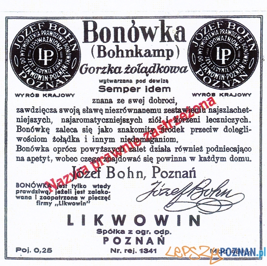 Bonówka - Bohnkamp - Likwowin Zjednoczone Fabryki Wódek i Likierów w Poznaniu  Foto: likwowin.pl
