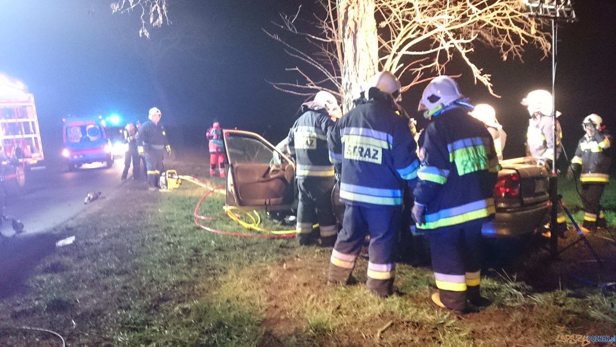 Zakleszczona w rozbitym samochodzie uratowana  Foto: OSP Golęczewo