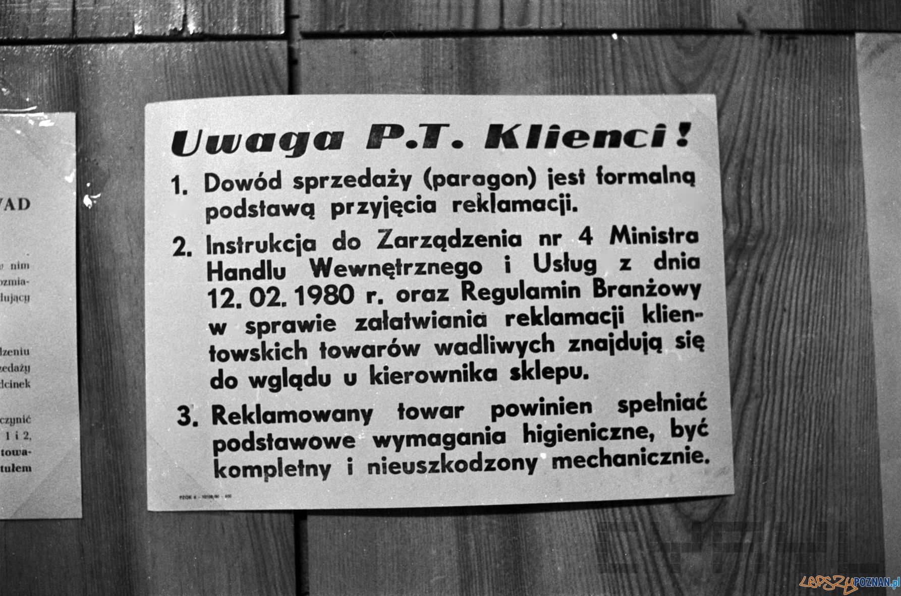 Informacja dla klientów - 1975  Foto: Stanisław Wiktor / Cyryl